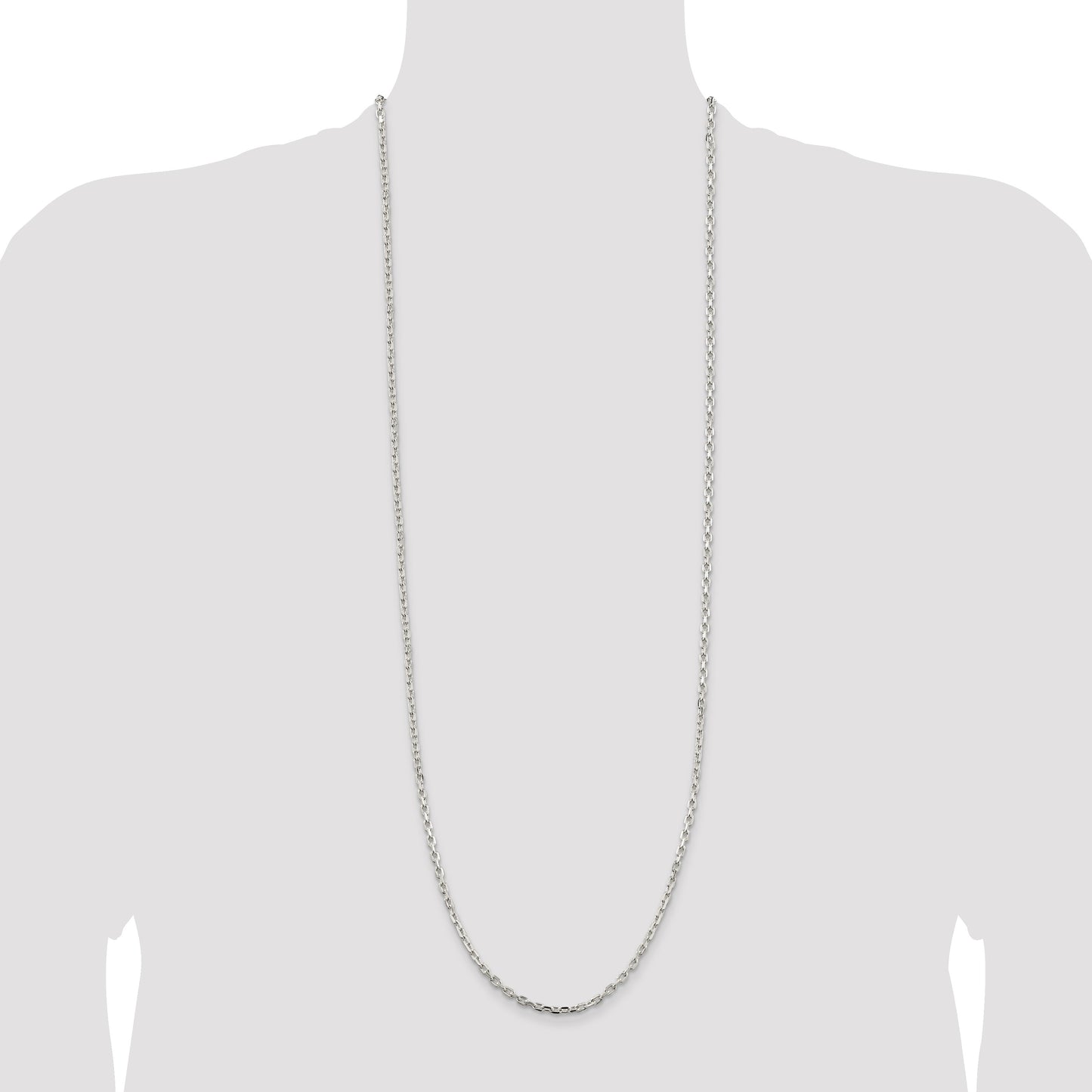 Sterling Silver 3.25mm Beveled Oval Cable Chain