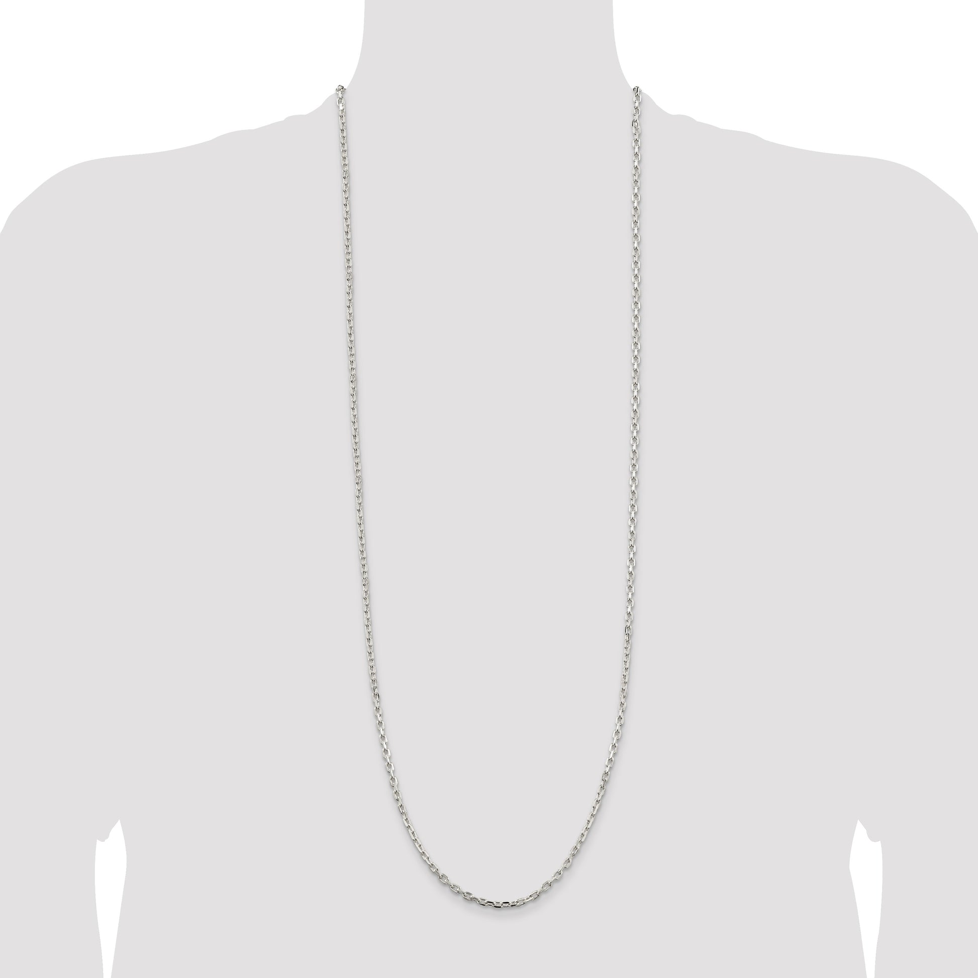 Sterling Silver 3.25mm Beveled Oval Cable Chain