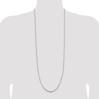 Sterling Silver 3.25mm Beveled Oval Cable Chain