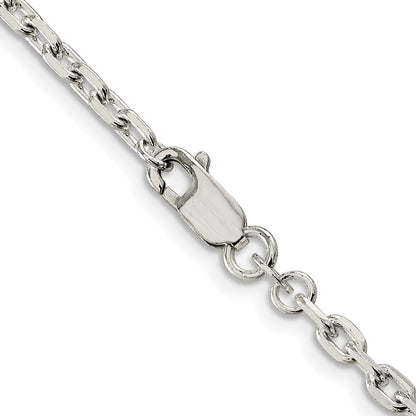 Sterling Silver Rhodium-plated 3.25mm Beveled Oval Cable Chain