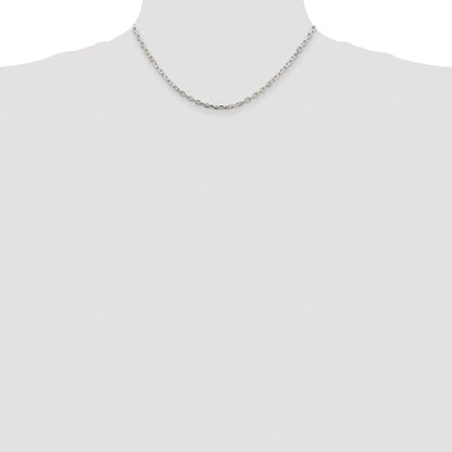 Sterling Silver Rhodium-plated 3.25mm Beveled Oval Cable Chain