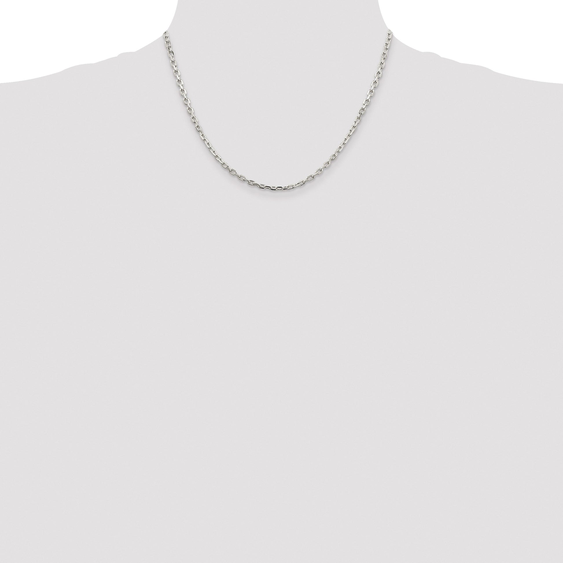 Sterling Silver Rhodium-plated 3.25mm Beveled Oval Cable Chain