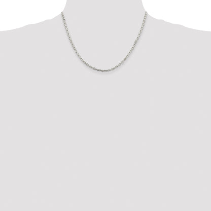 Sterling Silver Rhodium-plated 3.25mm Beveled Oval Cable Chain