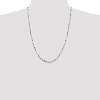 Sterling Silver Rhodium-plated 3.25mm Beveled Oval Cable Chain