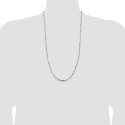 Sterling Silver Rhodium-plated 3.25mm Beveled Oval Cable Chain