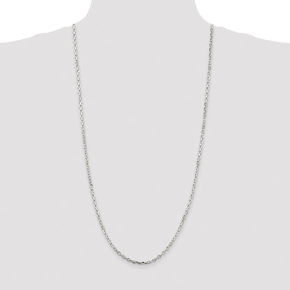 Sterling Silver Rhodium-plated 3.25mm Beveled Oval Cable Chain