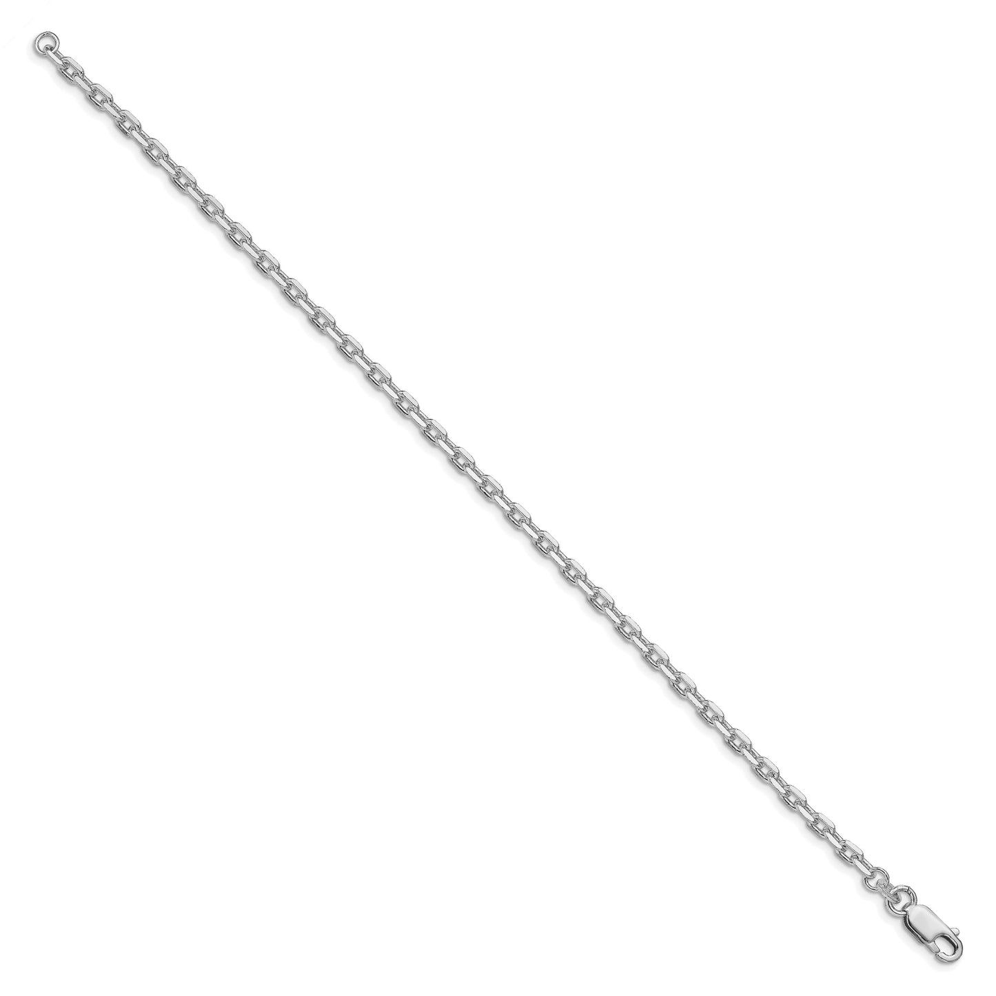 Sterling Silver Rhodium-plated 3.25mm Beveled Oval Cable Chain