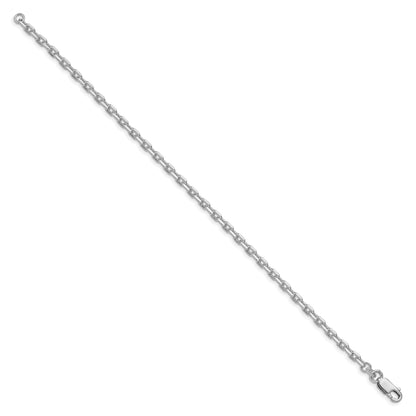 Sterling Silver Rhodium-plated 3.25mm Beveled Oval Cable Chain