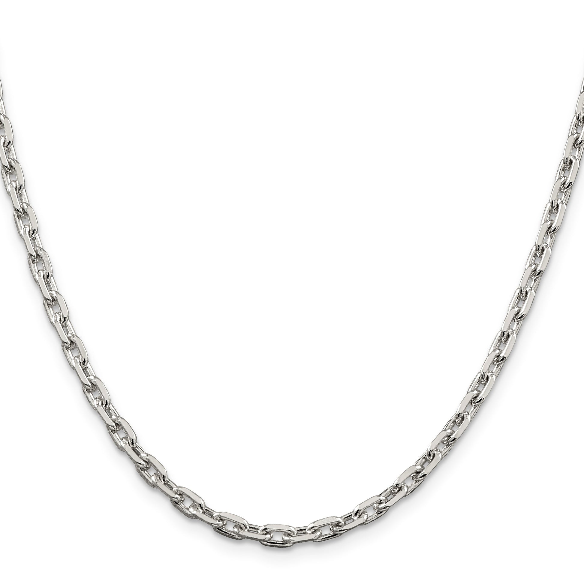 Sterling Silver 3.95mm Beveled Oval Cable Chain