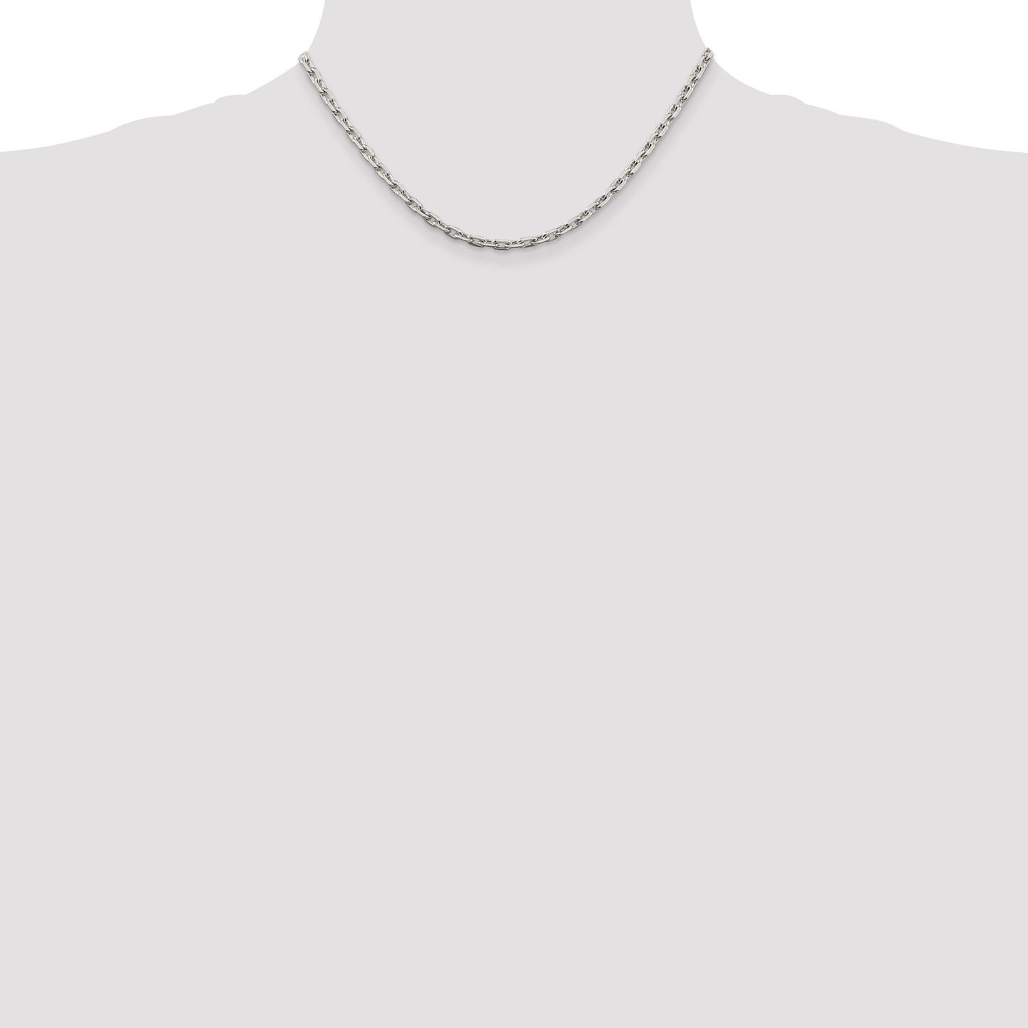 Sterling Silver 3.95mm Beveled Oval Cable Chain