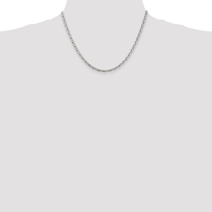 Sterling Silver 3.95mm Beveled Oval Cable Chain