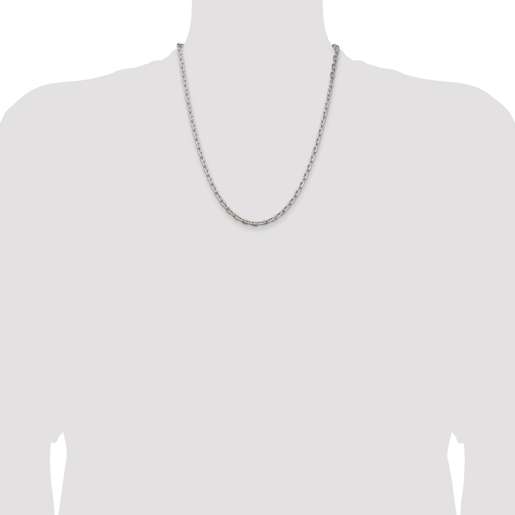 Sterling Silver 3.95mm Beveled Oval Cable Chain