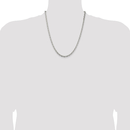 Sterling Silver 3.95mm Beveled Oval Cable Chain
