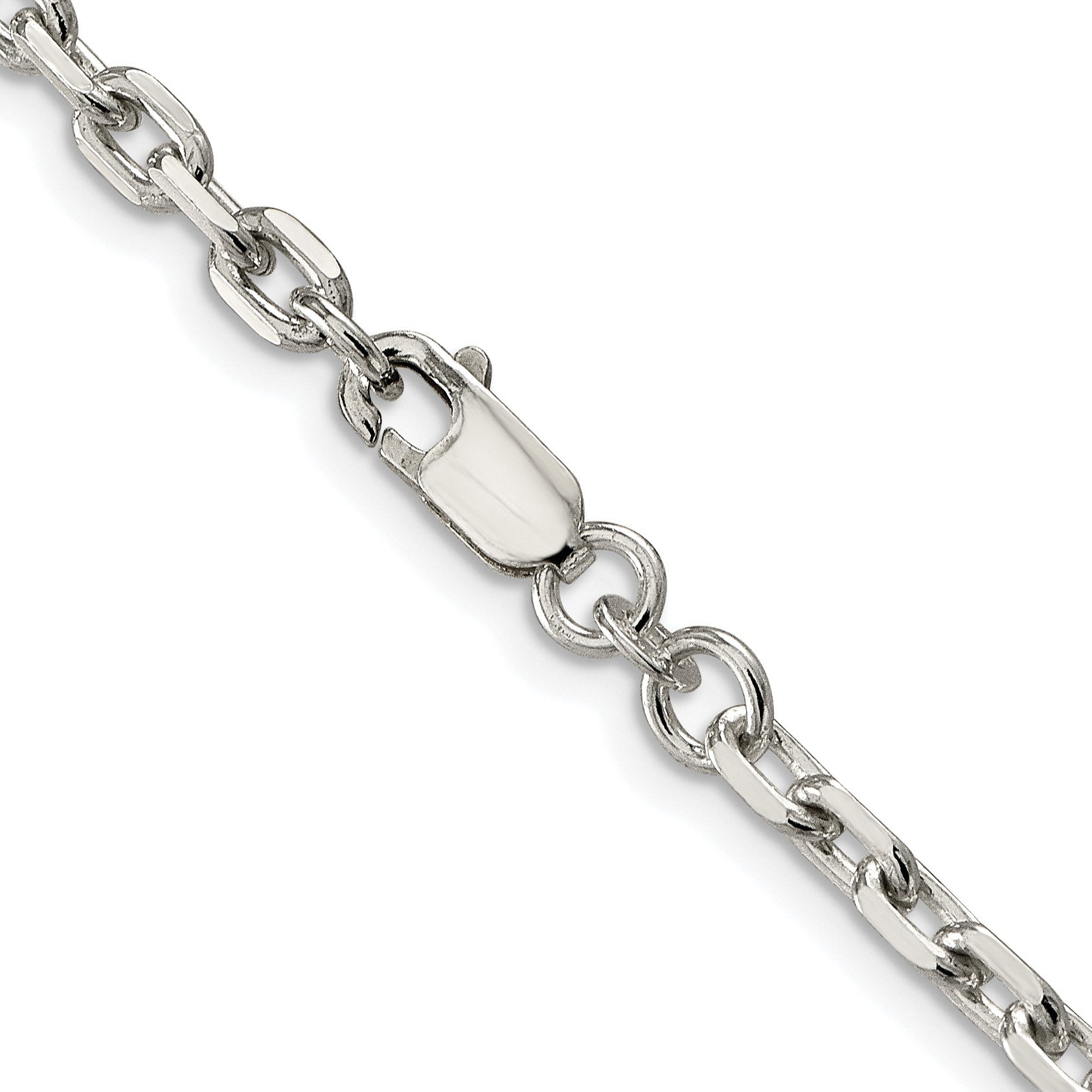 Sterling Silver Rhodium-plated 3.95mm Beveled Oval Cable Chain