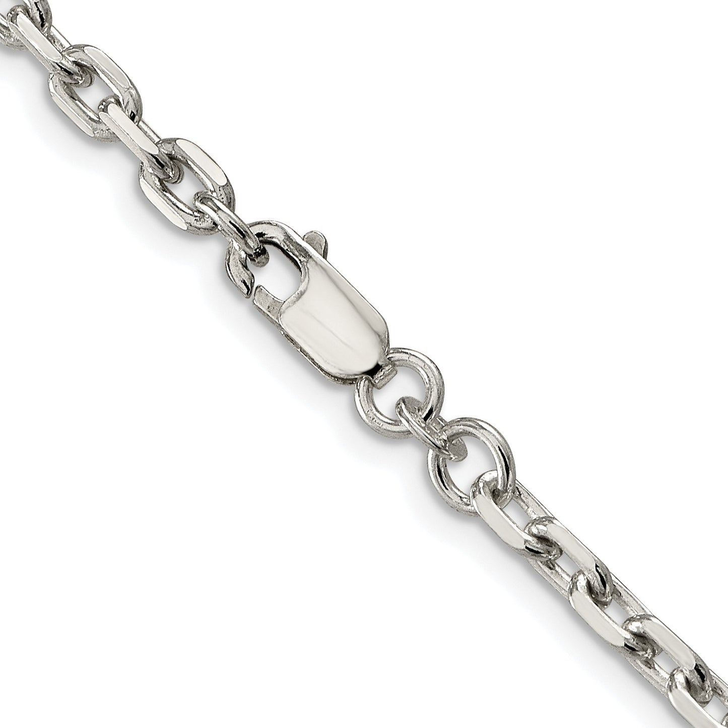 Sterling Silver Rhodium-plated 3.95mm Beveled Oval Cable Chain