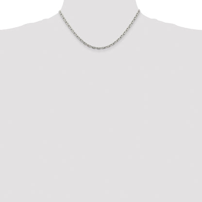 Sterling Silver Rhodium-plated 3.95mm Beveled Oval Cable Chain
