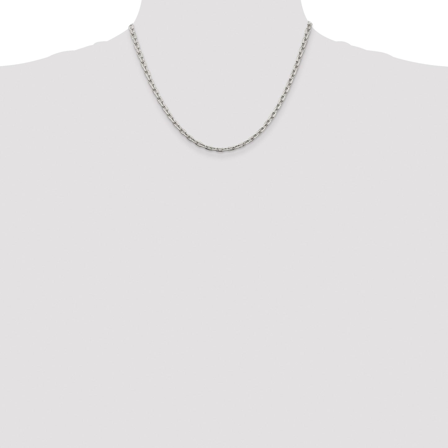 Sterling Silver Rhodium-plated 3.95mm Beveled Oval Cable Chain