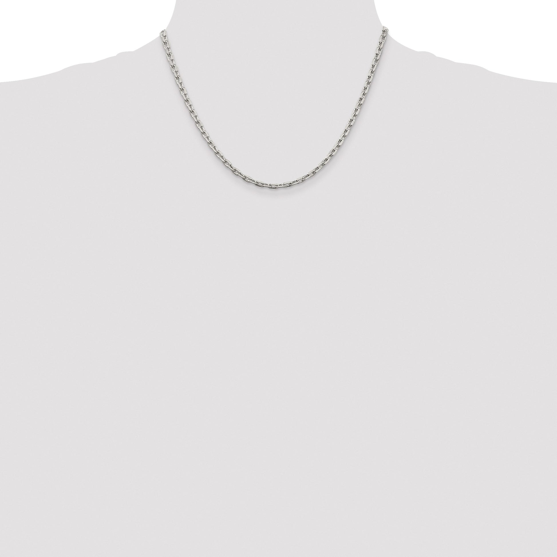 Sterling Silver Rhodium-plated 3.95mm Beveled Oval Cable Chain