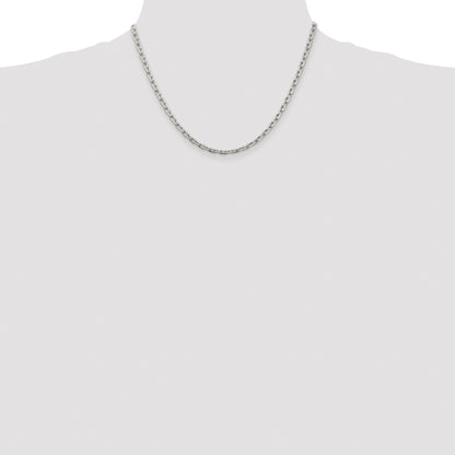 Sterling Silver Rhodium-plated 3.95mm Beveled Oval Cable Chain