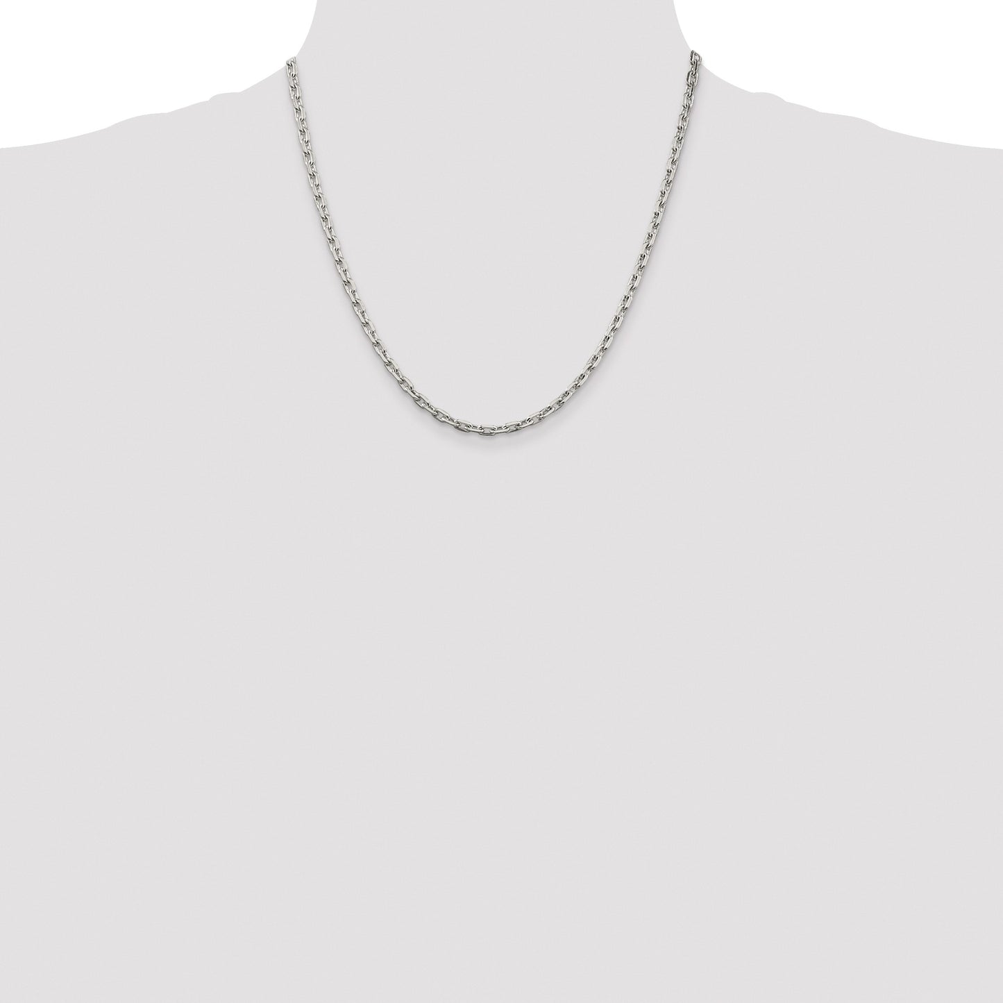 Sterling Silver Rhodium-plated 3.95mm Beveled Oval Cable Chain