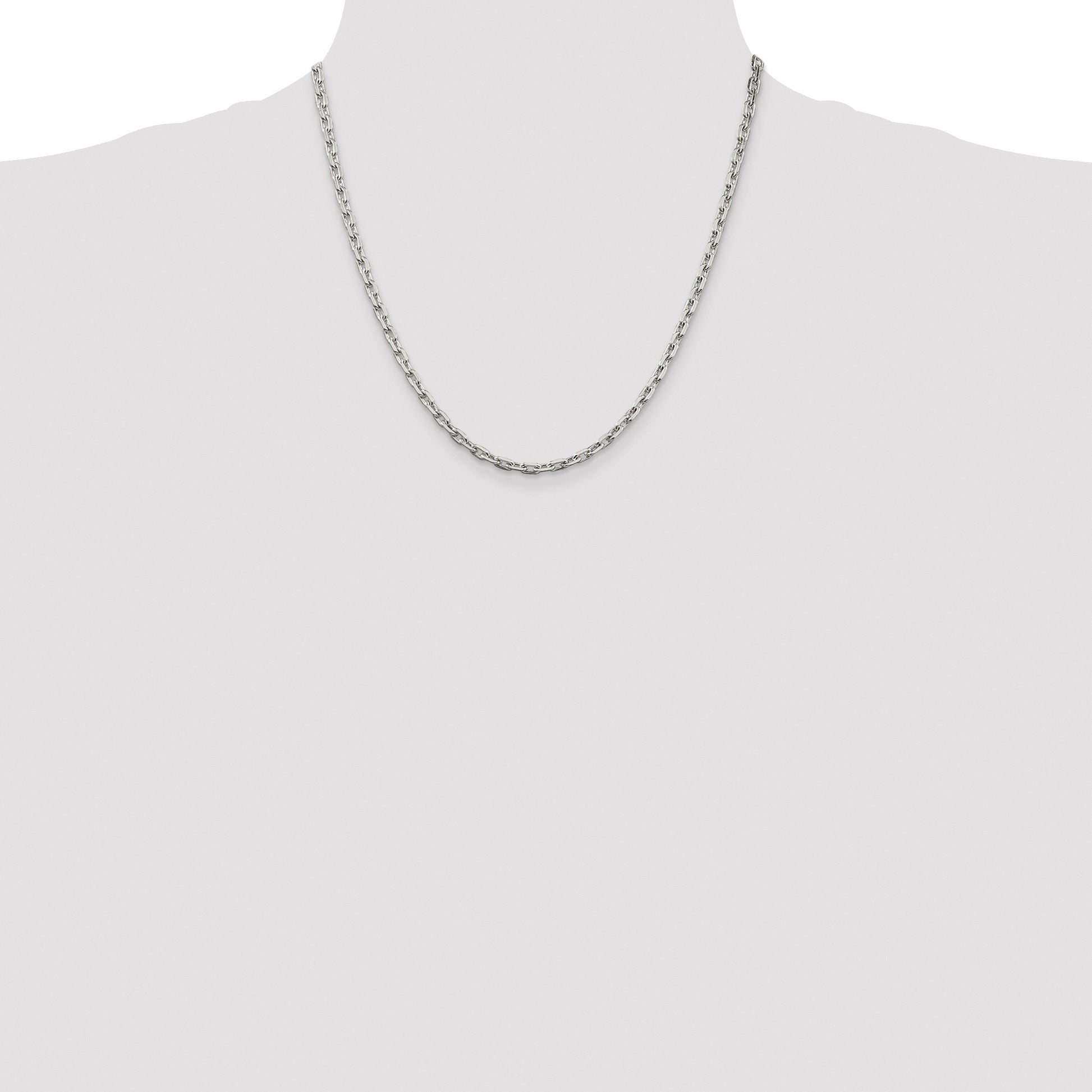 Sterling Silver Rhodium-plated 3.95mm Beveled Oval Cable Chain