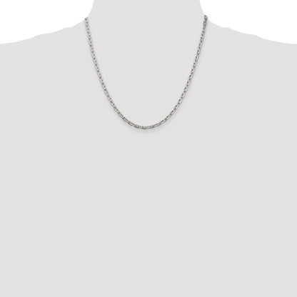 Sterling Silver Rhodium-plated 3.95mm Beveled Oval Cable Chain