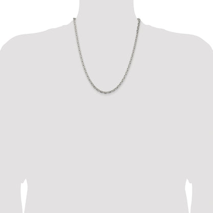 Sterling Silver Rhodium-plated 3.95mm Beveled Oval Cable Chain