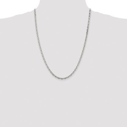 Sterling Silver Rhodium-plated 3.95mm Beveled Oval Cable Chain