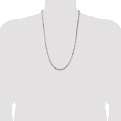 Sterling Silver Rhodium-plated 3.95mm Beveled Oval Cable Chain