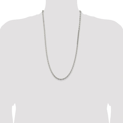 Sterling Silver Rhodium-plated 3.95mm Beveled Oval Cable Chain