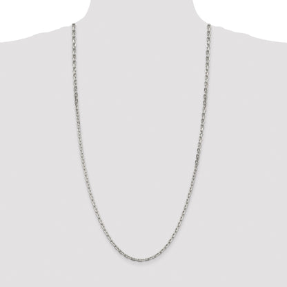 Sterling Silver Rhodium-plated 3.95mm Beveled Oval Cable Chain