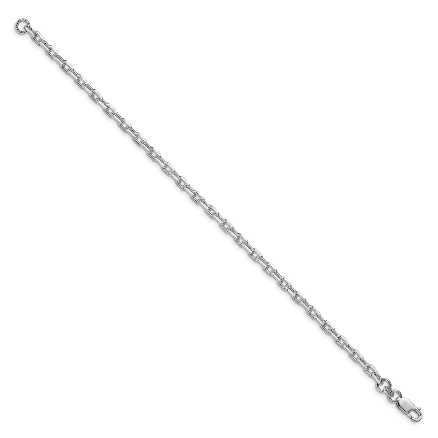 Sterling Silver Rhodium-plated 3.95mm Beveled Oval Cable Chain