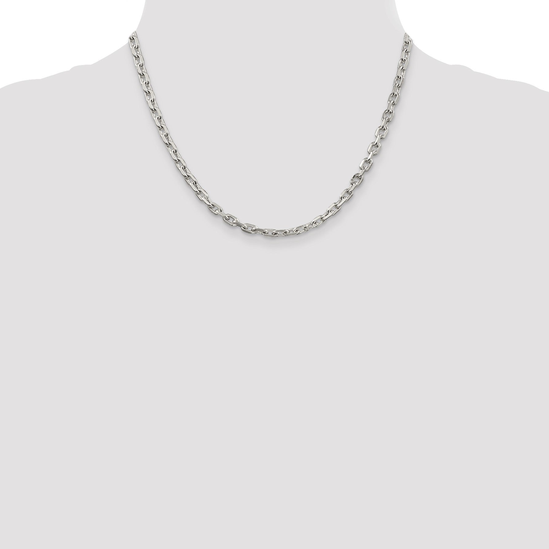 Sterling Silver 4.9mm Beveled Oval Cable Chain