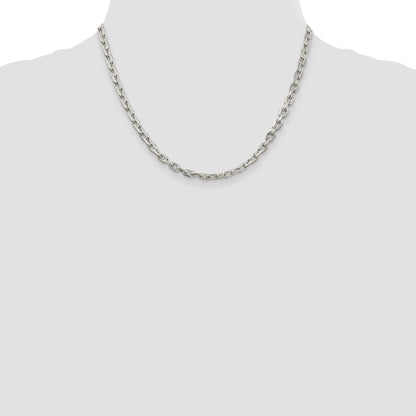 Sterling Silver 4.9mm Beveled Oval Cable Chain