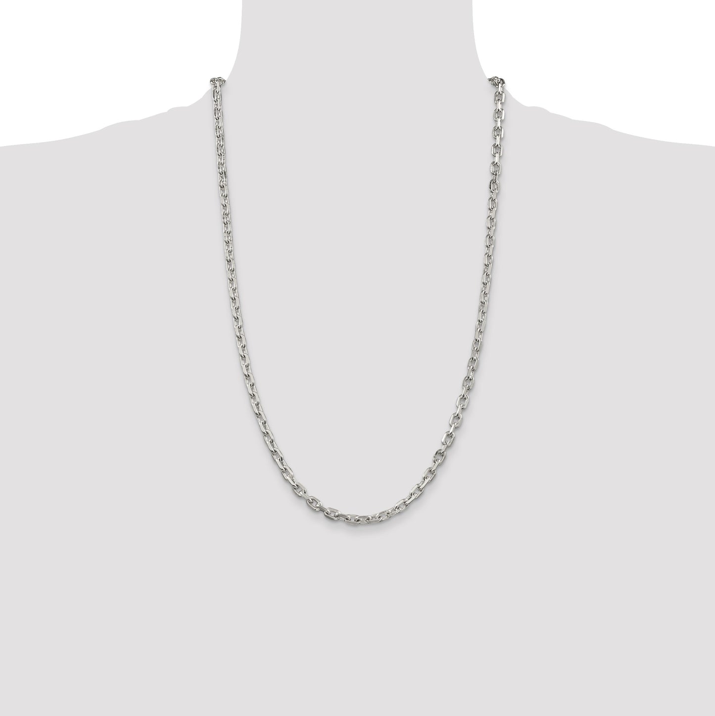 Sterling Silver 4.9mm Beveled Oval Cable Chain