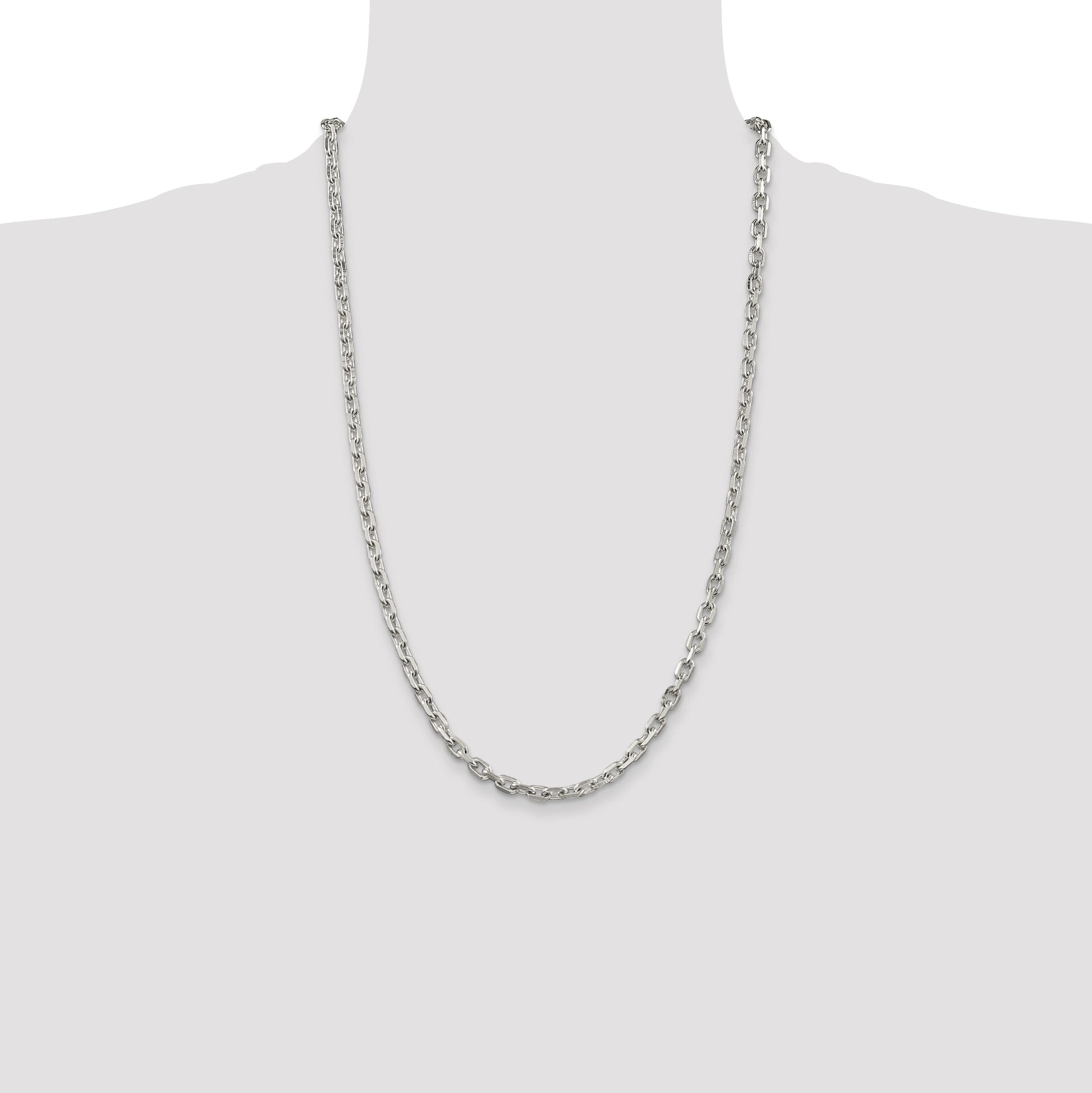 Sterling Silver 4.9mm Beveled Oval Cable Chain