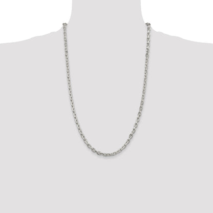 Sterling Silver 4.9mm Beveled Oval Cable Chain