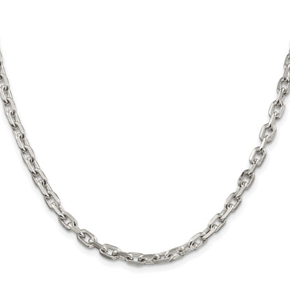 Sterling Silver Rhodium-plated 4.9mm Beveled Oval Cable Chain