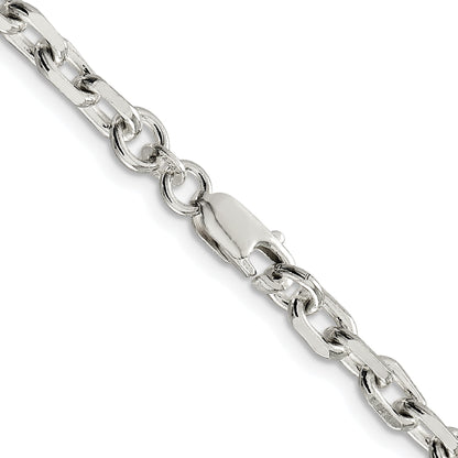 Sterling Silver Rhodium-plated 4.9mm Beveled Oval Cable Chain