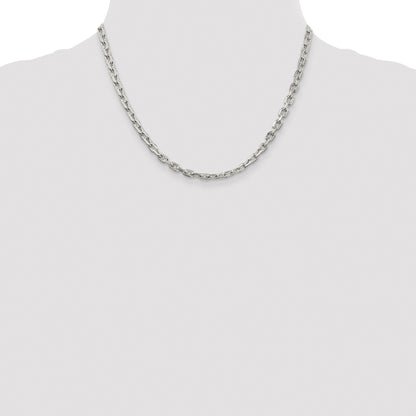 Sterling Silver Rhodium-plated 4.9mm Beveled Oval Cable Chain
