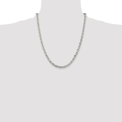 Sterling Silver Rhodium-plated 4.9mm Beveled Oval Cable Chain