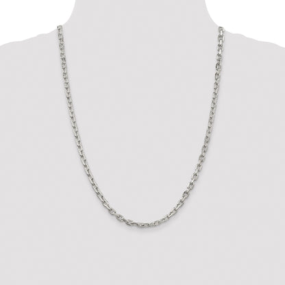 Sterling Silver Rhodium-plated 4.9mm Beveled Oval Cable Chain