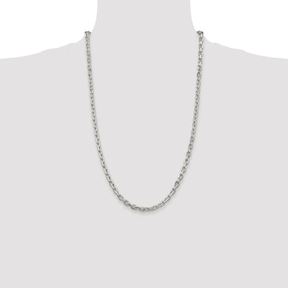 Sterling Silver Rhodium-plated 4.9mm Beveled Oval Cable Chain