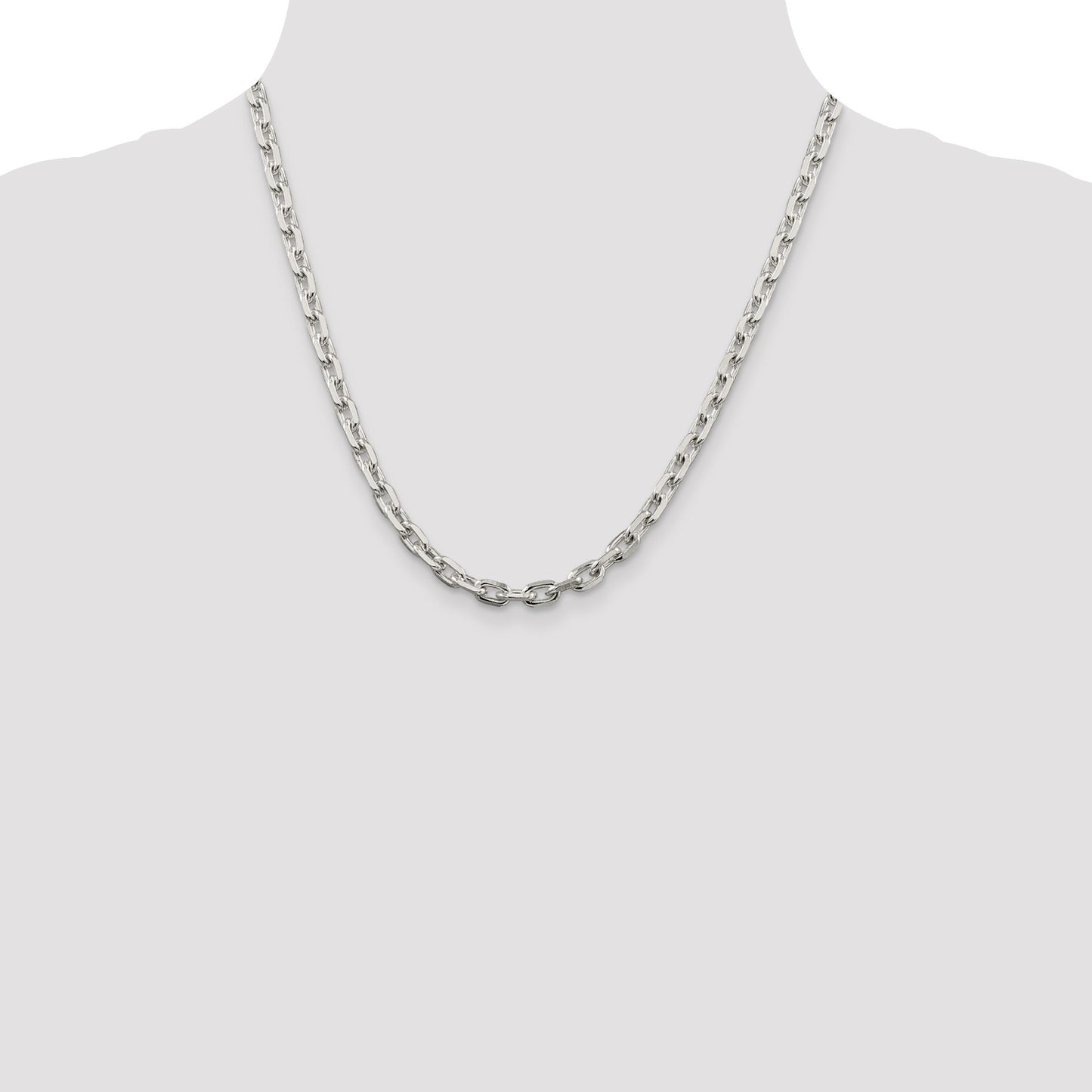 Sterling Silver 5.4mm Beveled Oval Cable Chain