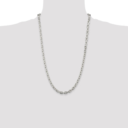 Sterling Silver 5.4mm Beveled Oval Cable Chain