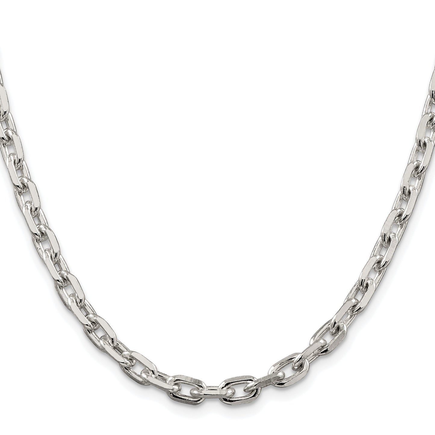 Sterling Silver Rhodium-plated 5.4mm Beveled Oval Cable Chain