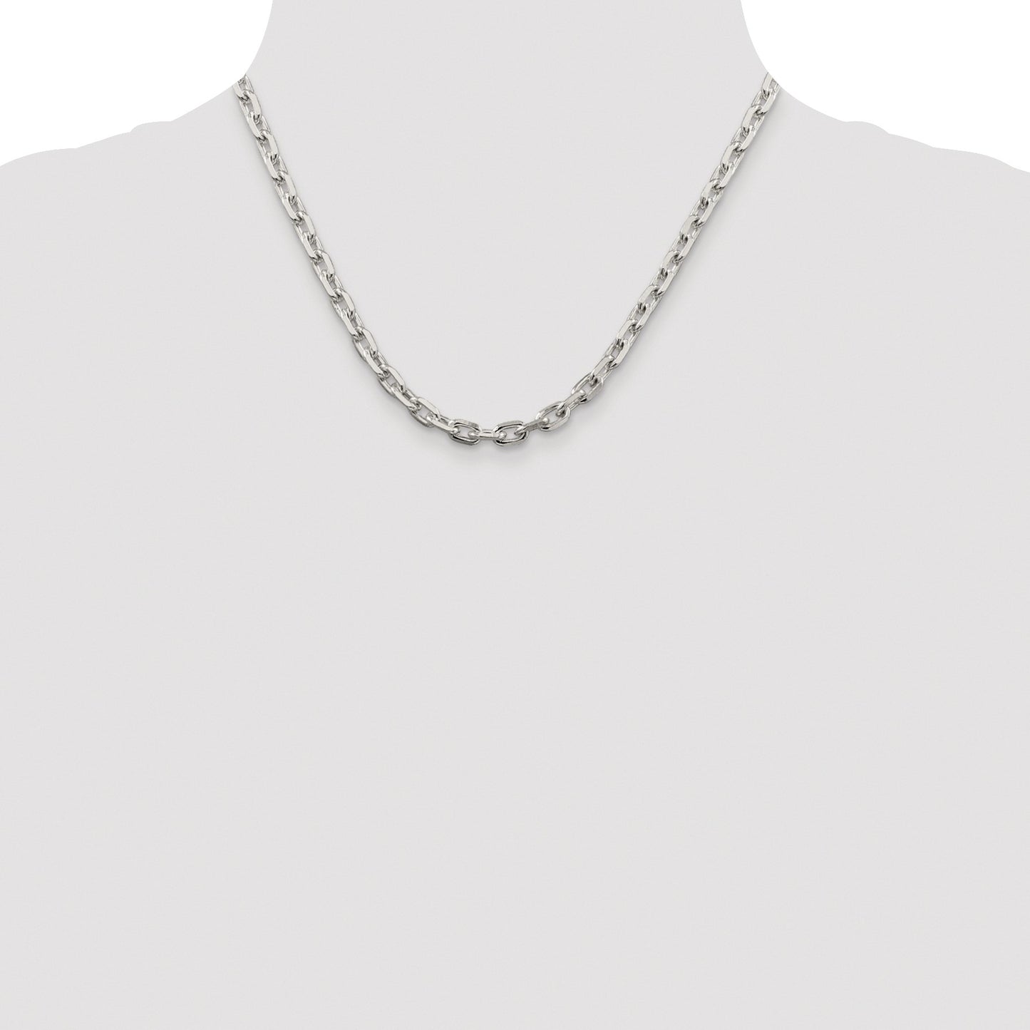 Sterling Silver Rhodium-plated 5.4mm Beveled Oval Cable Chain