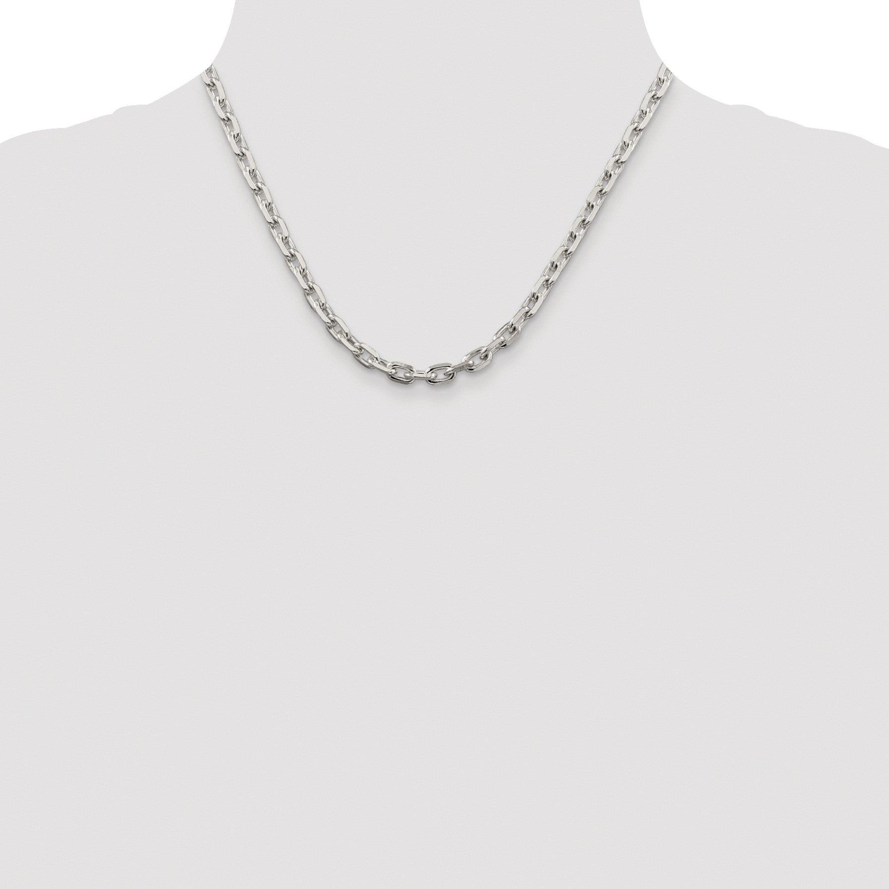 Sterling Silver Rhodium-plated 5.4mm Beveled Oval Cable Chain
