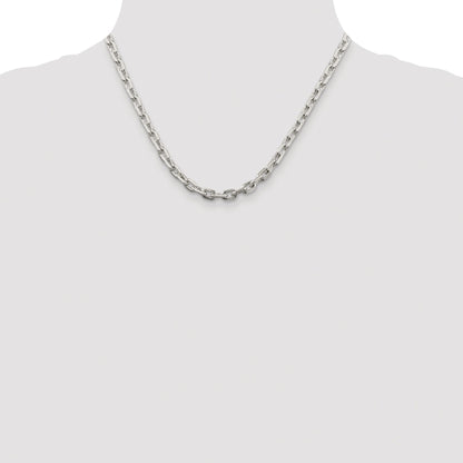 Sterling Silver Rhodium-plated 5.4mm Beveled Oval Cable Chain