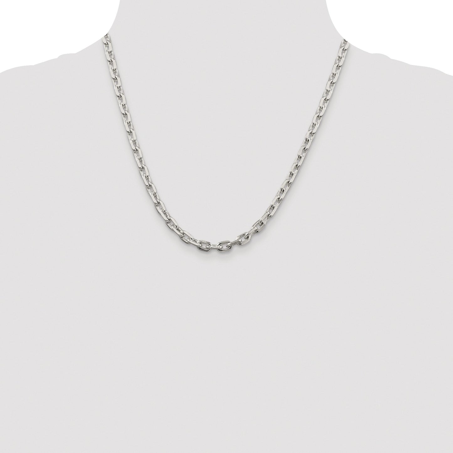 Sterling Silver Rhodium-plated 5.4mm Beveled Oval Cable Chain